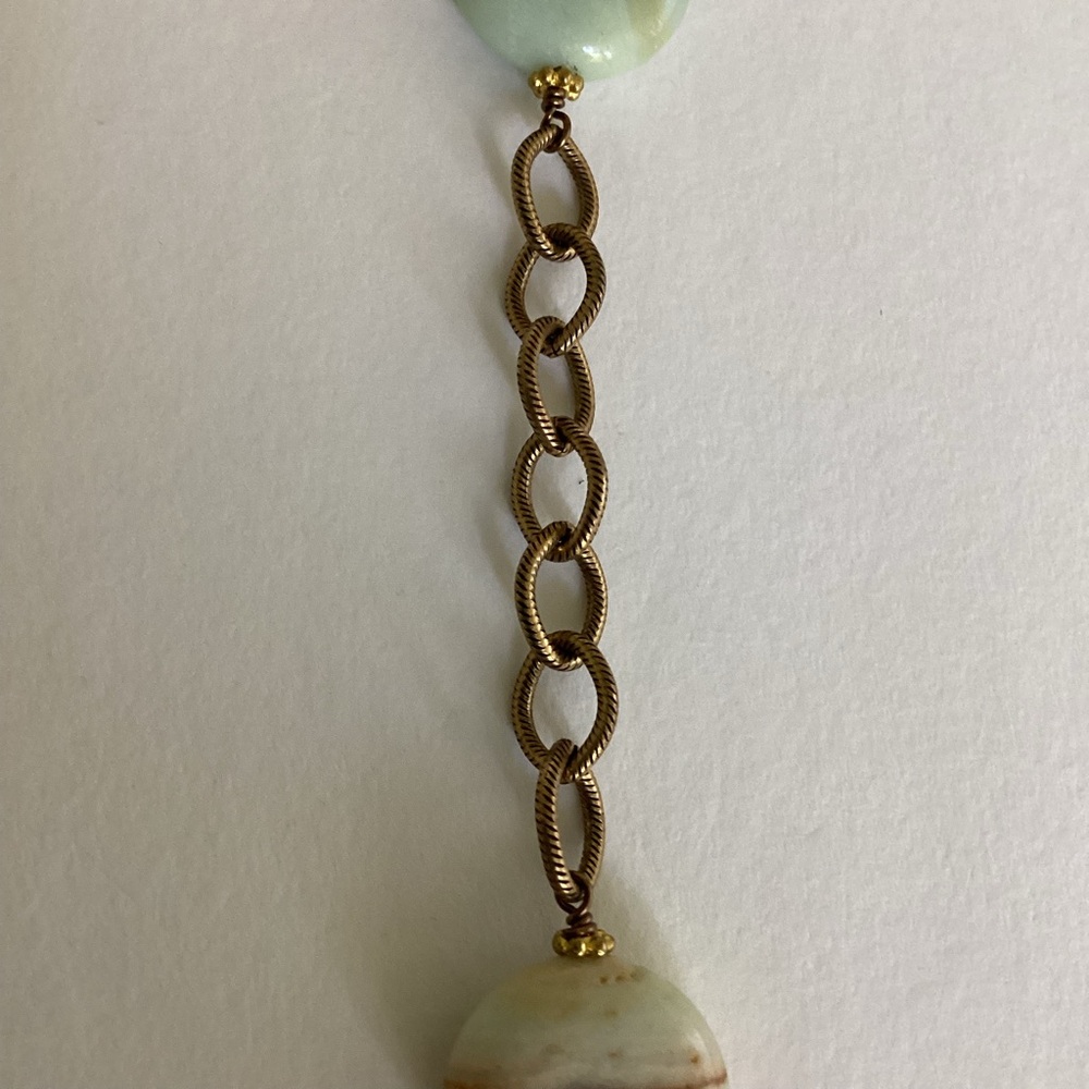 Julio Designs Necklace Mixed Pearl & Aqua Stone Gold Chain Accents Long Artisan - Picture 9 of 12